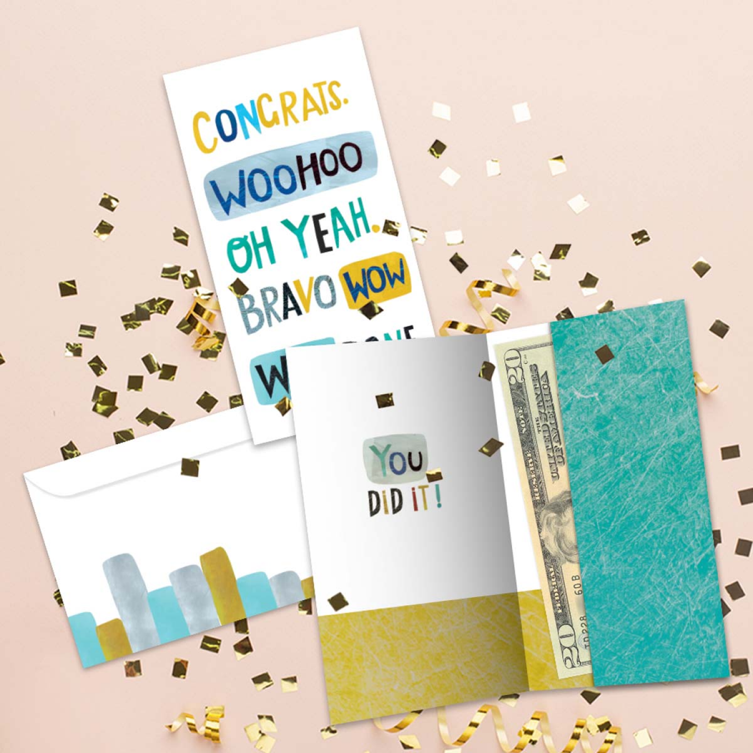 slide 4 of 5, TREE FREE Woohoo Congrats Money Holder 4 Pack, 4 ct