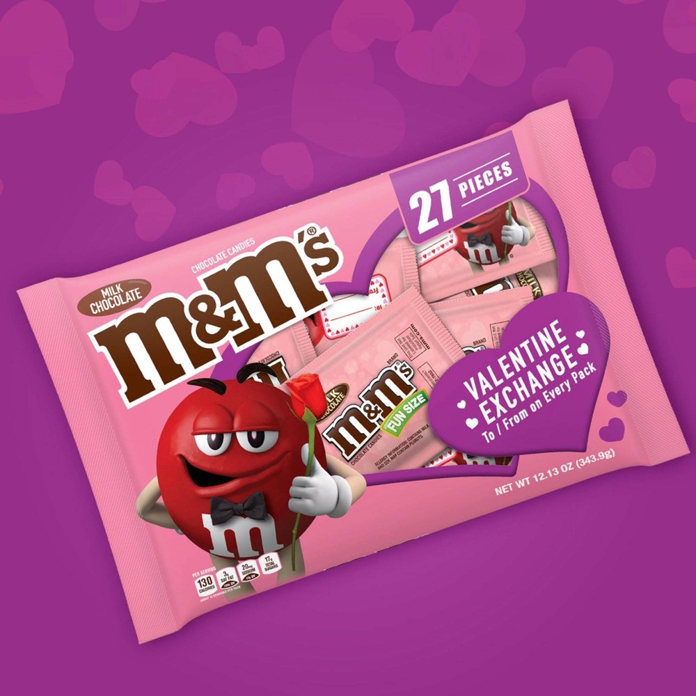 slide 2 of 8, M&M's Valentine's Milk Chocolate Exchange Bag, 12.13 oz
