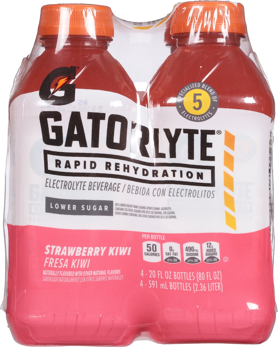 slide 3 of 12, Gatorlyte Rapid Rehydration Lower Sugar Strawberry Kiwi Electrolyte Beverage - 4 ct, 4 ct