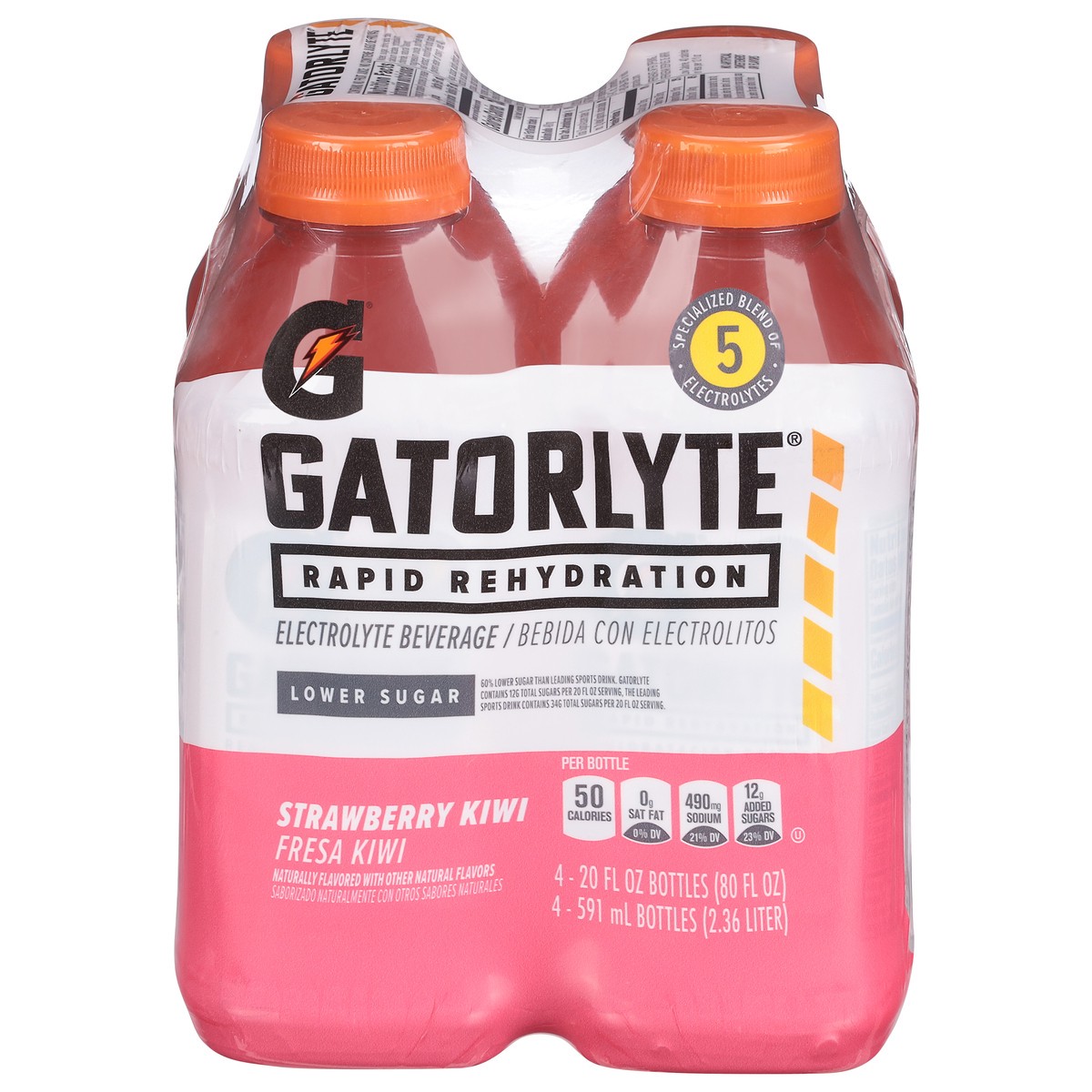 slide 1 of 12, Gatorlyte Rapid Rehydration Lower Sugar Strawberry Kiwi Electrolyte Beverage - 4 ct, 4 ct