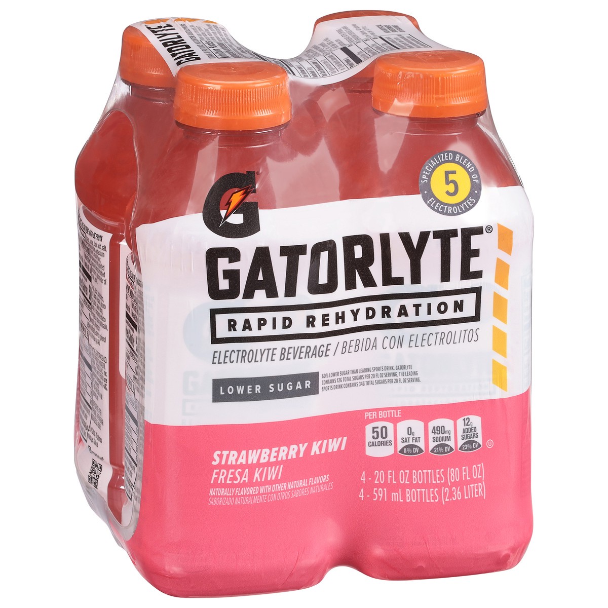 slide 6 of 12, Gatorlyte Rapid Rehydration Lower Sugar Strawberry Kiwi Electrolyte Beverage - 4 ct, 4 ct