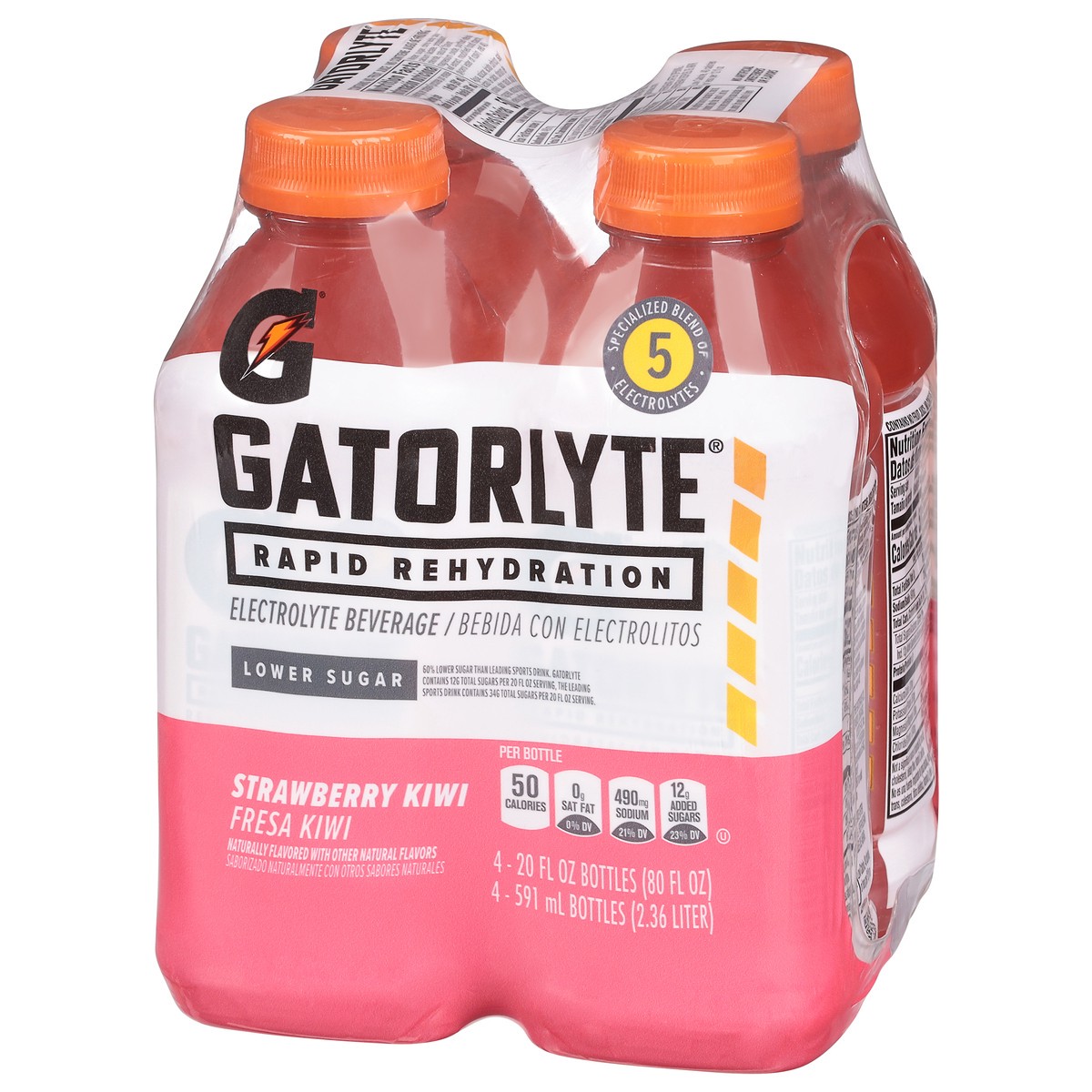 slide 9 of 12, Gatorlyte Rapid Rehydration Lower Sugar Strawberry Kiwi Electrolyte Beverage - 4 ct, 4 ct