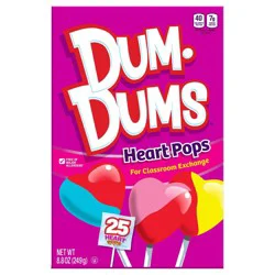 Dum Dums DumDums Valentine's Day Heart Pops Classroom Exchange Candy Box - 8.8oz/25ct