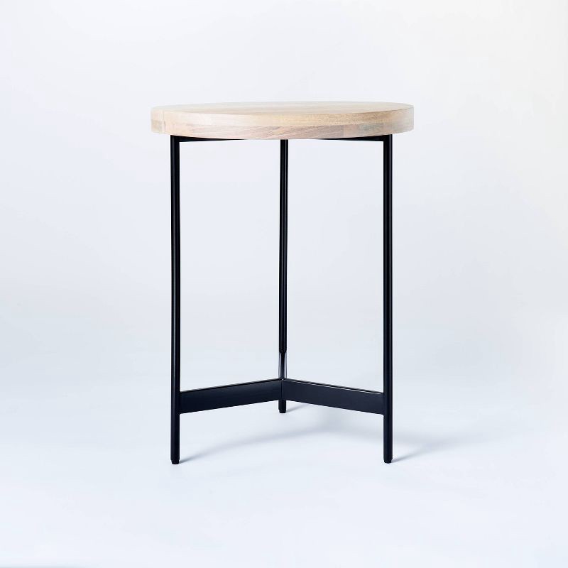 slide 1 of 4, Threshold designed w/Studio McGee Villa Park Round Wooden End Table Brown - Threshold™ designed with Studio McGee Fully Assembled, 1 ct