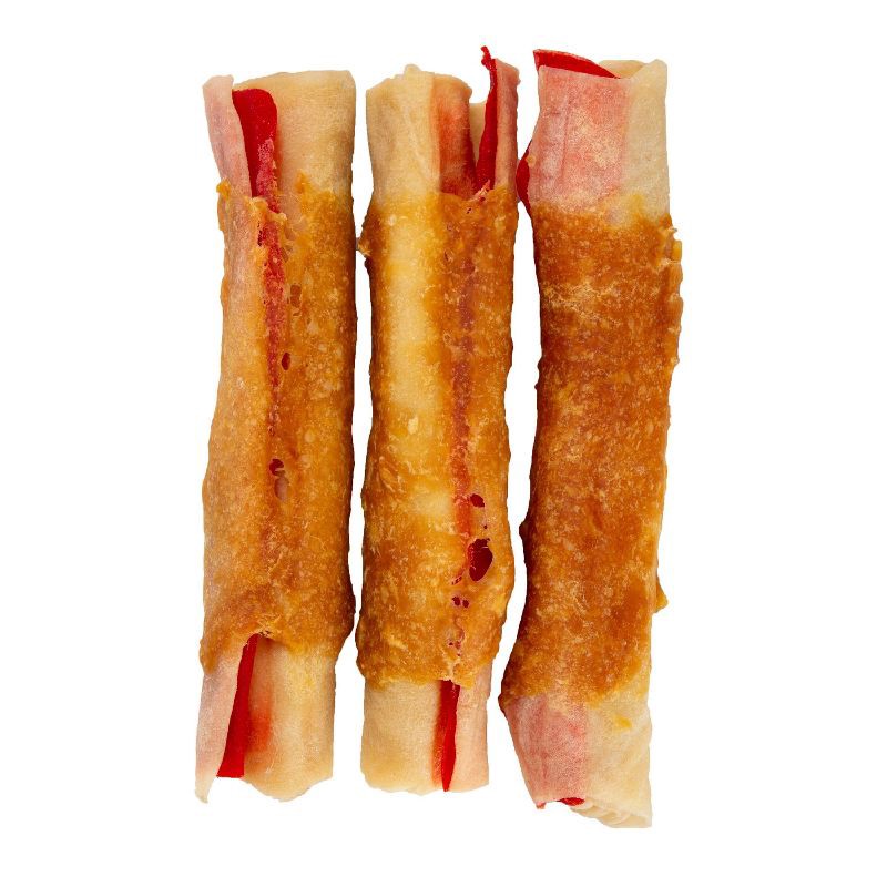 slide 3 of 5, Good 'n' Fun Triple Flavor Rolls Rawhide with Pork, Beef and Chicken Flavor Dog Treats Value Bag - 17.1oz, 17.1 oz