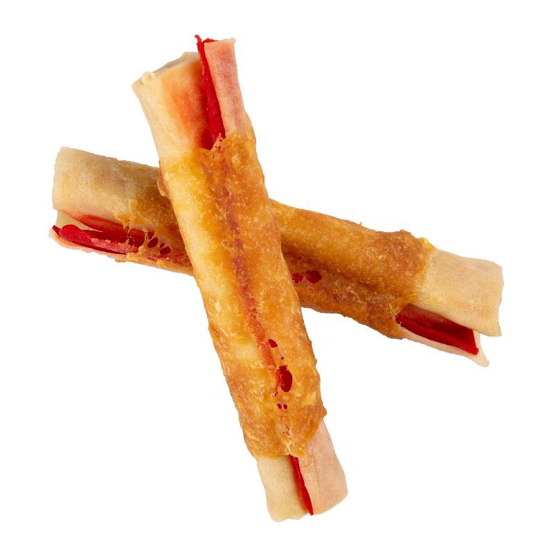 slide 4 of 5, Good 'n' Fun Triple Flavor Rolls Rawhide with Pork, Beef and Chicken Flavor Dog Treats Value Bag - 17.1oz, 17.1 oz