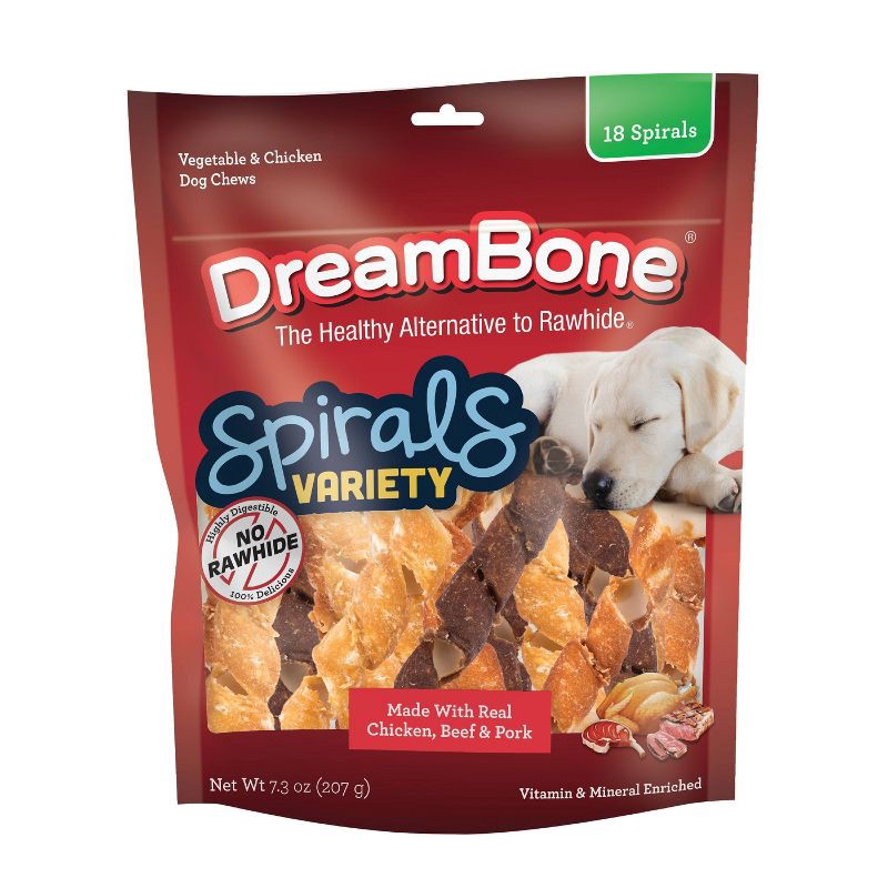 slide 1 of 5, DreamBone Spirals with Beef, Pork and Chicken Flavor Dog Treats - 18ct/7.3oz, 18 ct, 7.3 oz