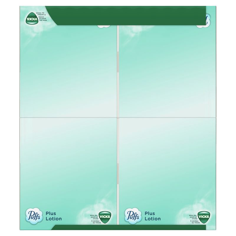 slide 14 of 16, Puffs Plus Lotion with Scent of VICKS Facial Tissue - 4pk/192ct, 4 ct, 192 ct
