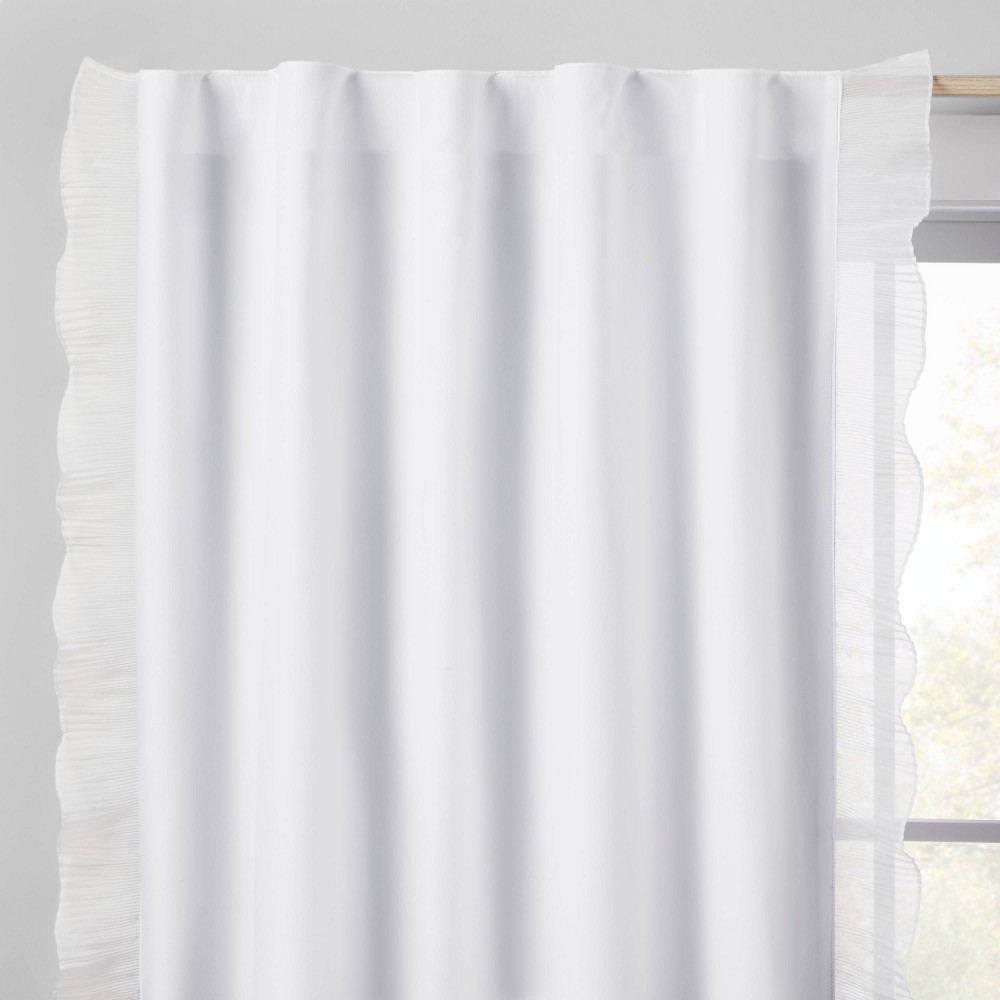 slide 2 of 5, 84" Blackout Pleated Side Ruffle Overlay Panel White - Pillowfort, 1 ct