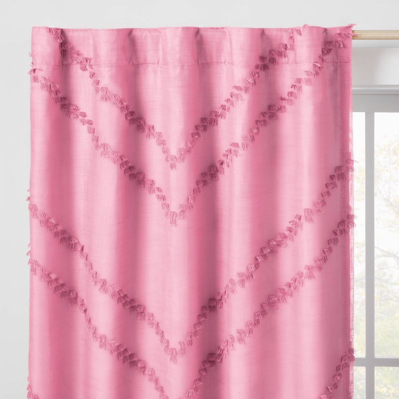 slide 2 of 5, 42"W x 84"L Chevron Clip Dotted Sheer Overlay Kids' Blackout Window Curtain Panel Purple - Pillowfort™, 1 ct