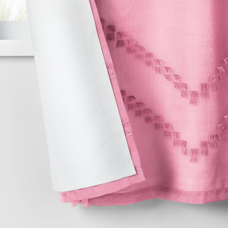 slide 4 of 5, 42"W x 84"L Chevron Clip Dotted Sheer Overlay Kids' Blackout Window Curtain Panel Purple - Pillowfort™, 1 ct