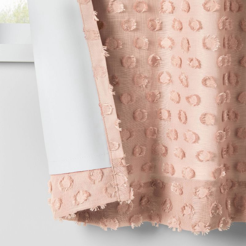 slide 4 of 5, 42"W x 84"L Clipped Dotted Kids' Blackout Window Curtain Panel Pink - Pillowfort™, 1 ct