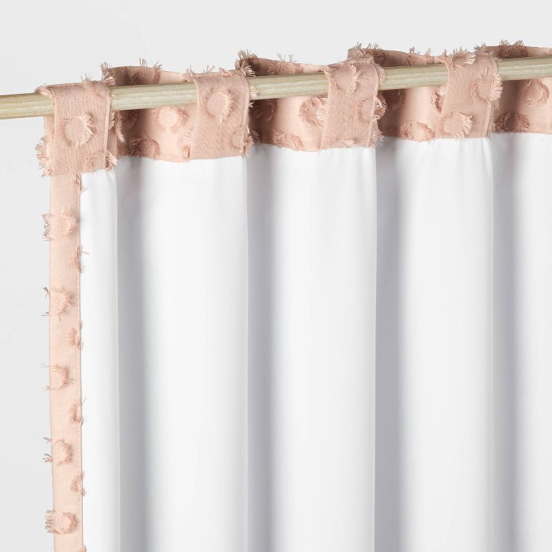 slide 5 of 5, 42"W x 84"L Clipped Dotted Kids' Blackout Window Curtain Panel Pink - Pillowfort™, 1 ct