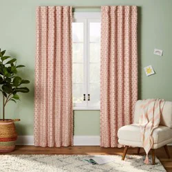 42"W x 84"L Clipped Dotted Kids' Blackout Window Curtain Panel Pink - Pillowfort™