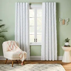 42"W x 84"L Chevron Clip Dotted Sheer Overlay Kids' Blackout Window Curtain Panel White - Pillowfort™