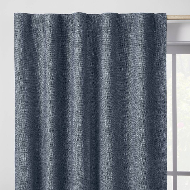 slide 2 of 5, 84" Blackout Chambray Cotton Kids' Panel Navy - Pillowfort™, 1 ct