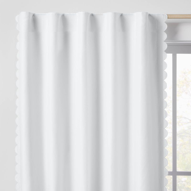 slide 2 of 5, 42"W x 84"L Scallop Kids' Blackout Window Curtain Panel Cream - Pillowfort™, 1 ct