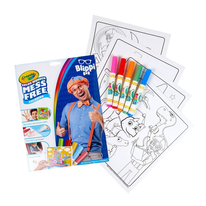 slide 2 of 5, Crayola Color Wonder Foldalope - Blippi: Mess Free Coloring Book for Kids, Non-Toxic, Includes Markers & 18 Pages, 1 ct