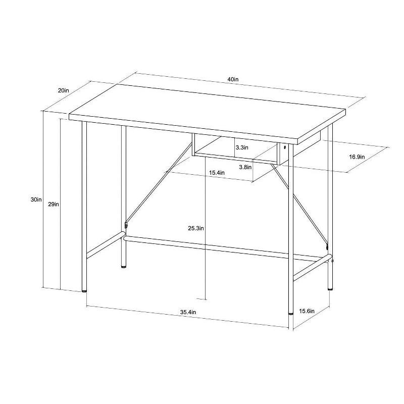 slide 4 of 4, Wood and Metal Writing Desk with Storage Natural Veneer - Room Essentials™, 1 ct