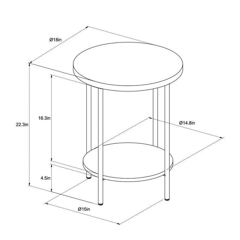 slide 4 of 4, Wood and Metal Round Dorm End Table Natural - Room Essentials™: Modern Style, Steel Frame, 22.4" High, 1 ct