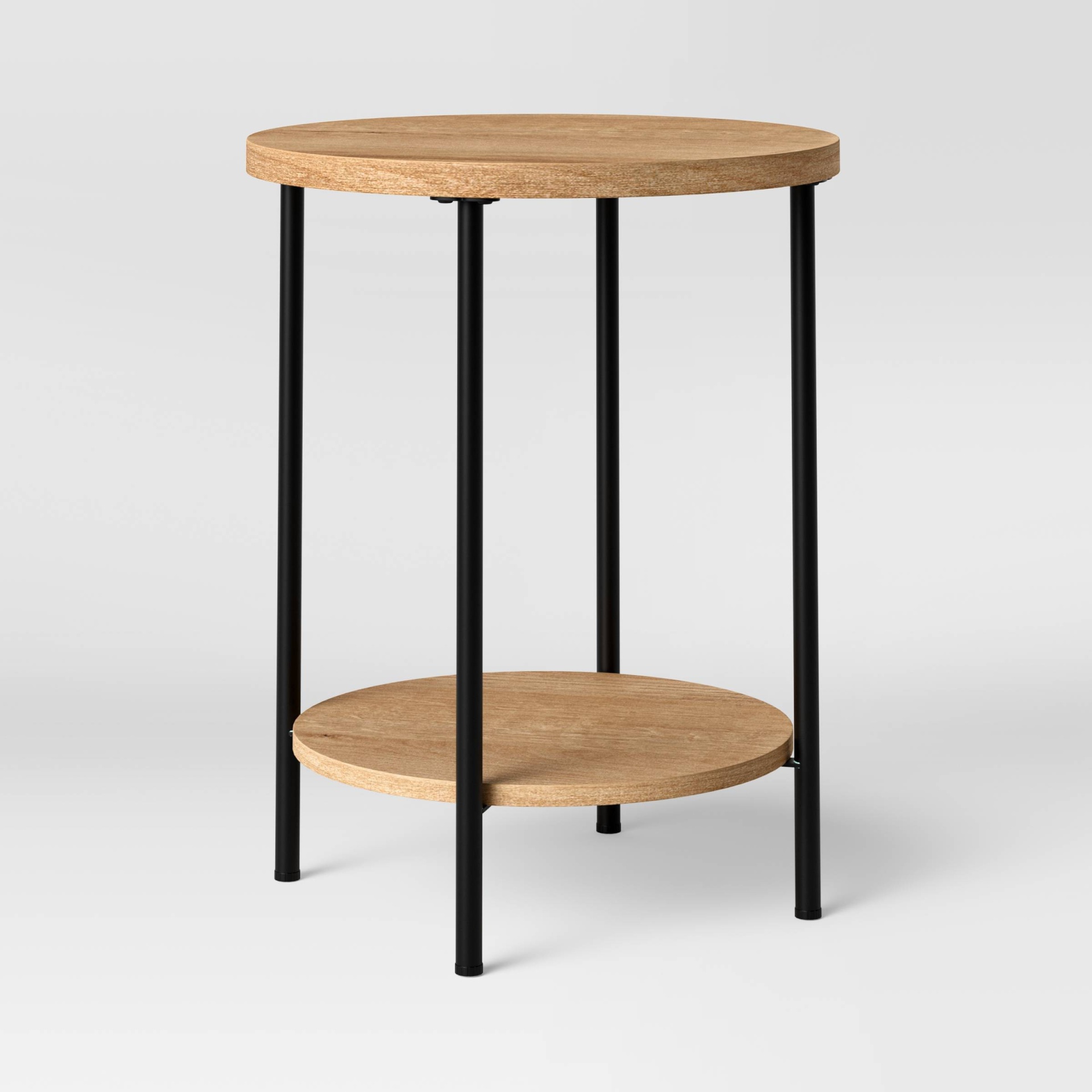 slide 1 of 4, Wood and Metal Round End Table Natural - Room Essentials, 1 ct