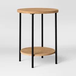Wood and Metal Round Dorm End Table Natural - Room Essentials™: Modern Style, Steel Frame, 22.4" High
