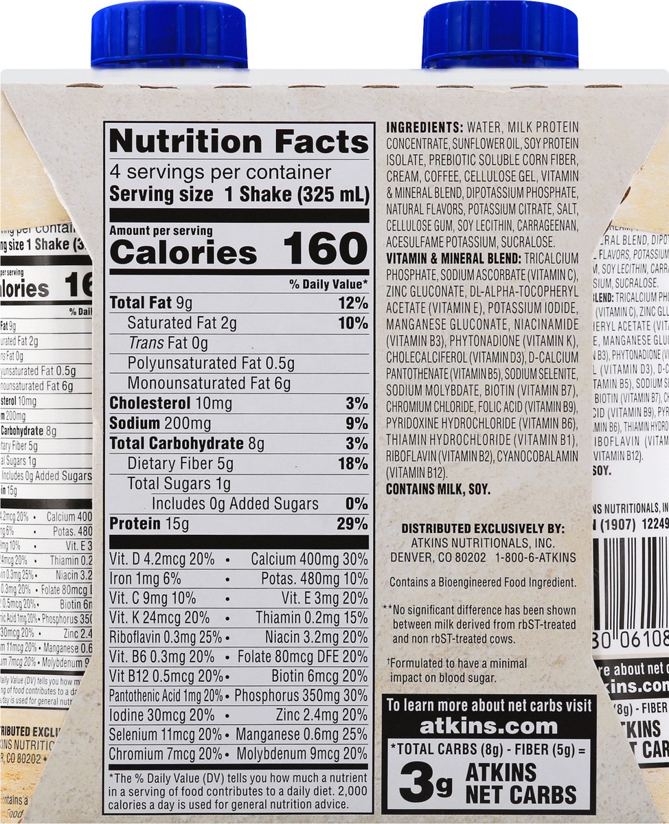 slide 11 of 13, Atkins Dietary Supplement Shake - Caramel, 4 ct; 11 fl oz