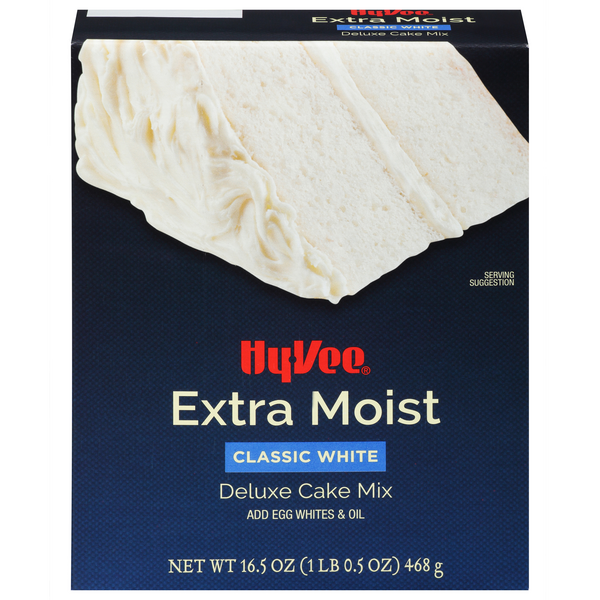 slide 1 of 1, Hy-vee Classic White Extra Moist Deluxe Cake Mix, 16.5 oz