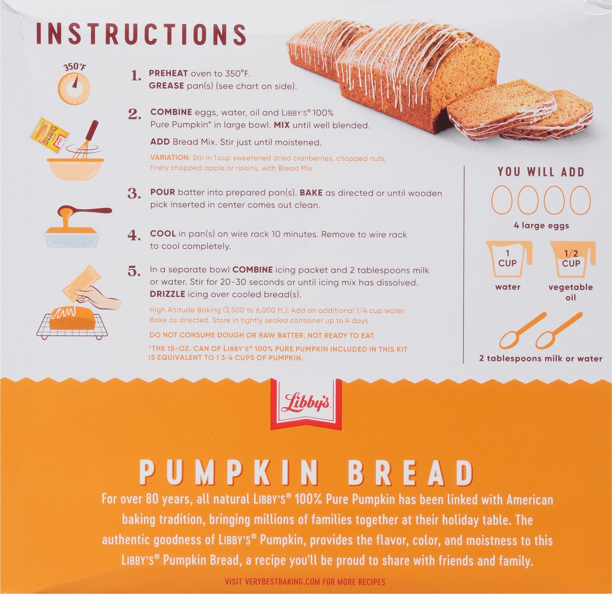 slide 5 of 9, LIBBY'S Pumpkin Bread Kit with Icing Mix 57.75 Ounce Box, 57.75 oz