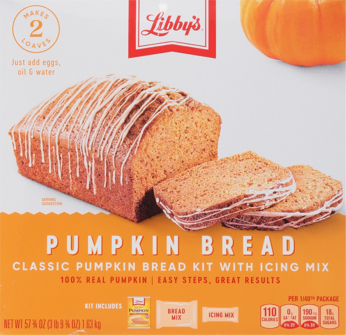 slide 6 of 9, LIBBY'S Pumpkin Bread Kit with Icing Mix 57.75 Ounce Box, 57.75 oz