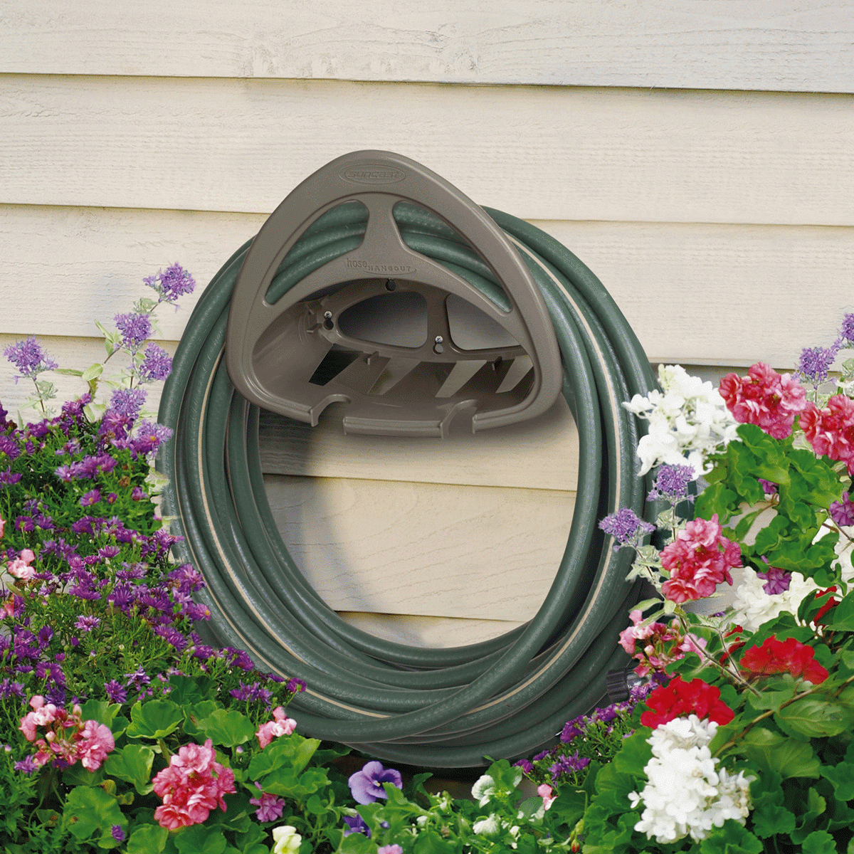 slide 1 of 1, Suncast Aquawinder Wicker Automatic Rewind Hose Reel, 5/8 in