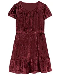 Oshkosh Kid Velour Puff Sleeve Dress Purple 12