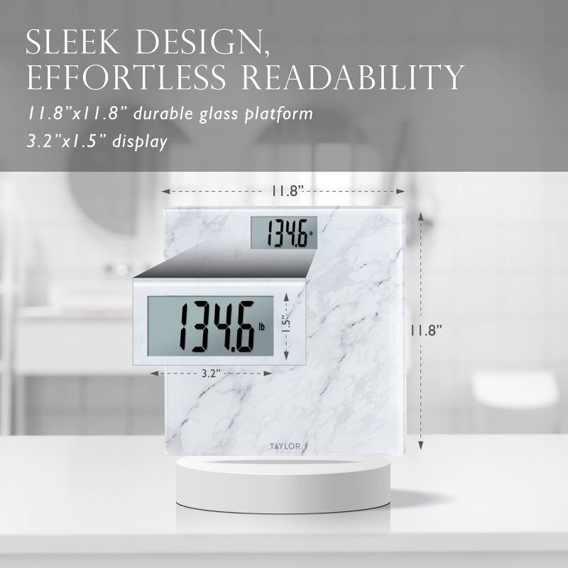 slide 2 of 10, Taylor Digital Glass Bathroom Scale - Marble Design White, 1 ct