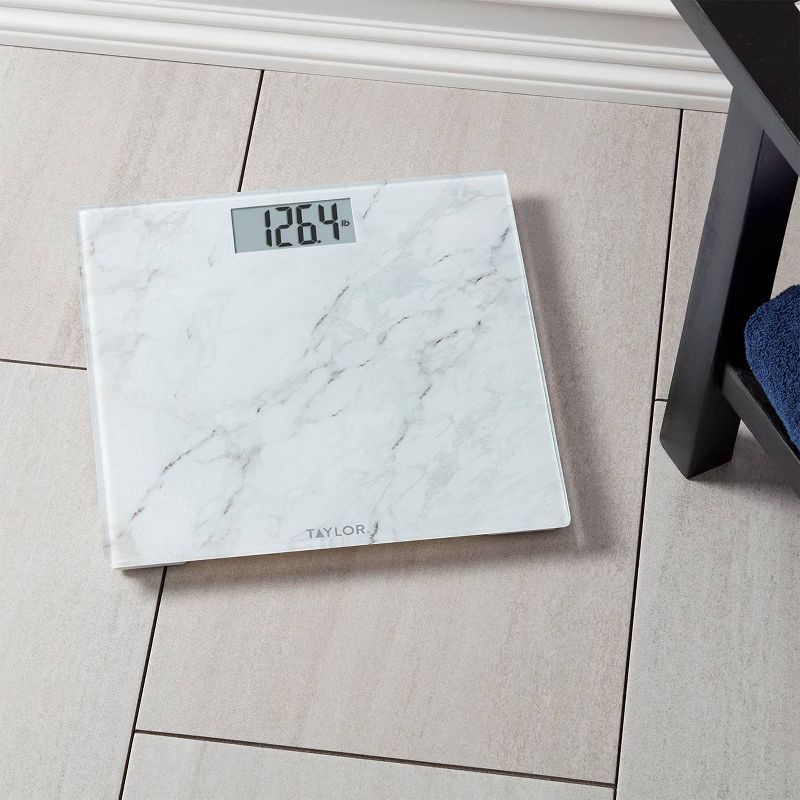 Glass Digital Scale with Marble Design White - Taylor