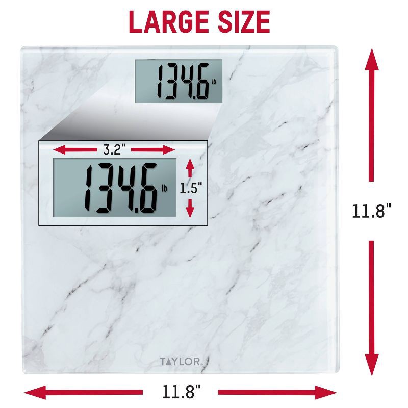 slide 4 of 8, Taylor Digital Glass Bathroom Scale - Marble Design White, 1 ct