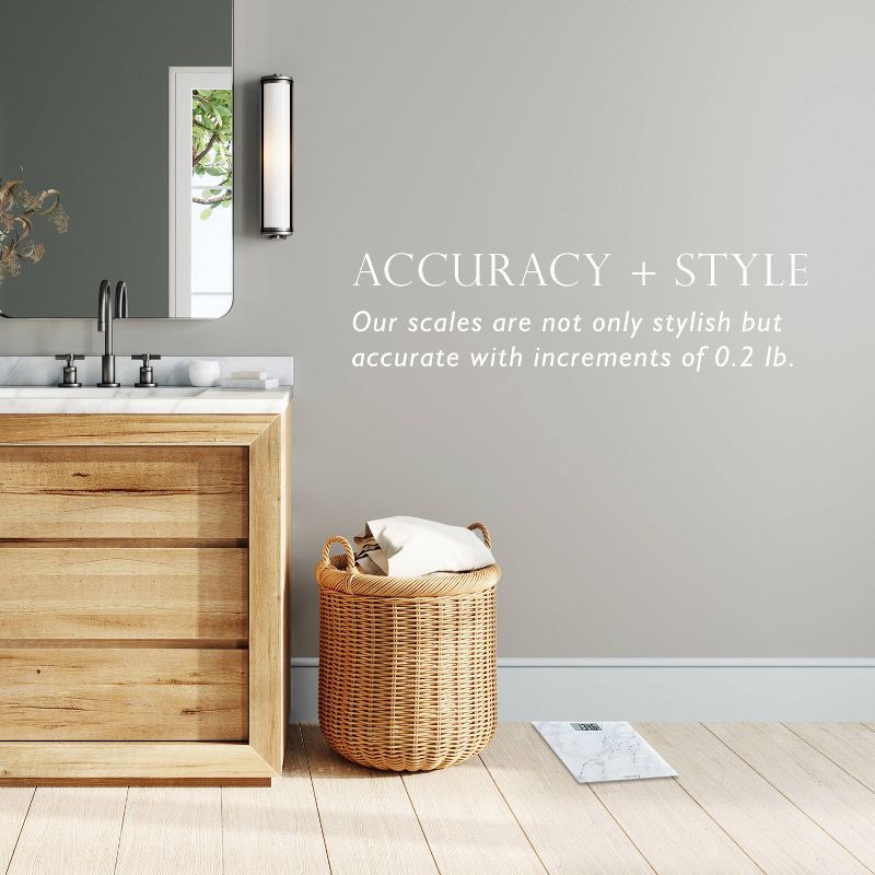 slide 6 of 10, Taylor Digital Glass Bathroom Scale - Marble Design White, 1 ct
