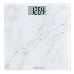Taylor Digital Glass Bathroom Scale - Marble Design White