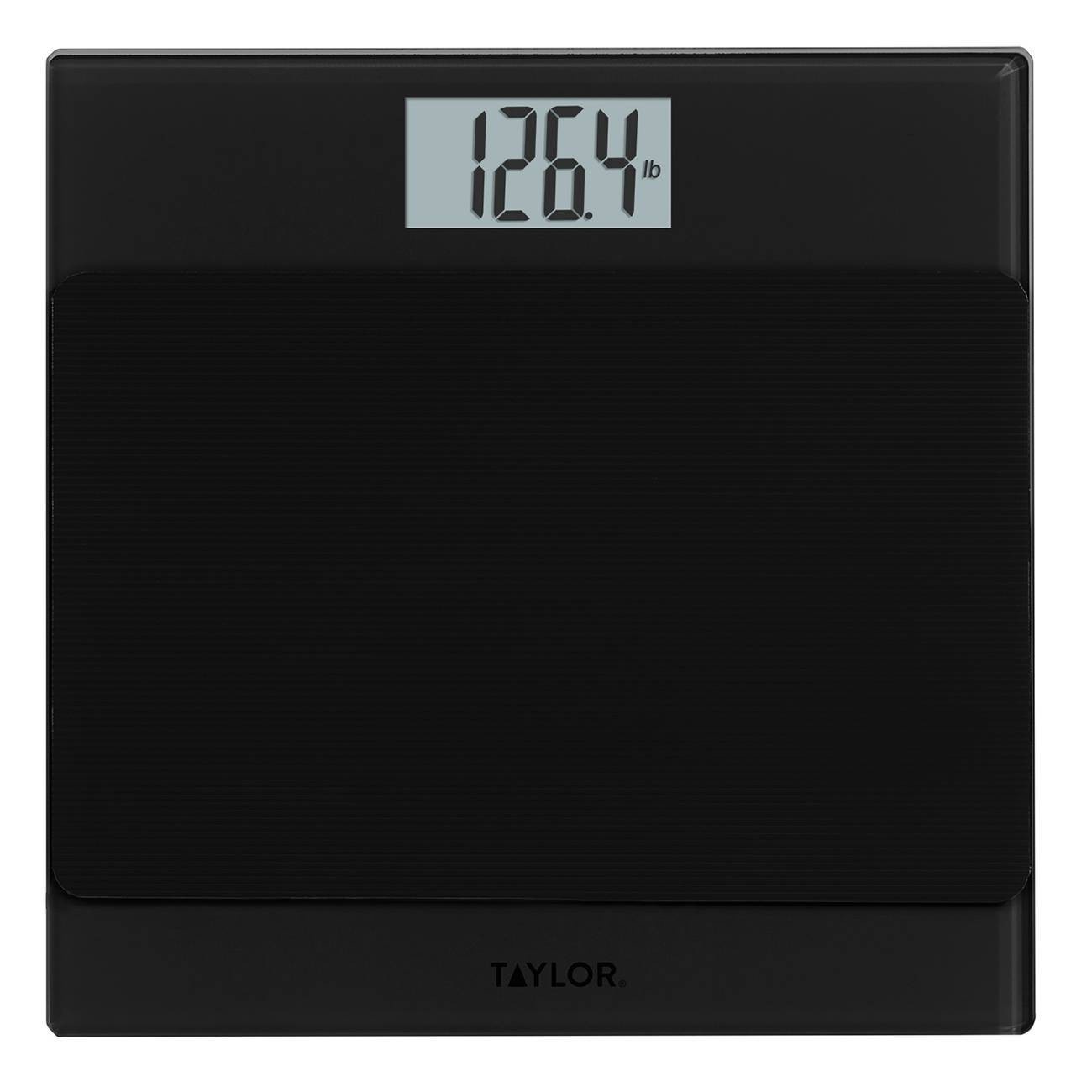 slide 1 of 5, Glass Digital Scale with Anti-Slip Mat Gray/Black - Taylor, 1 ct