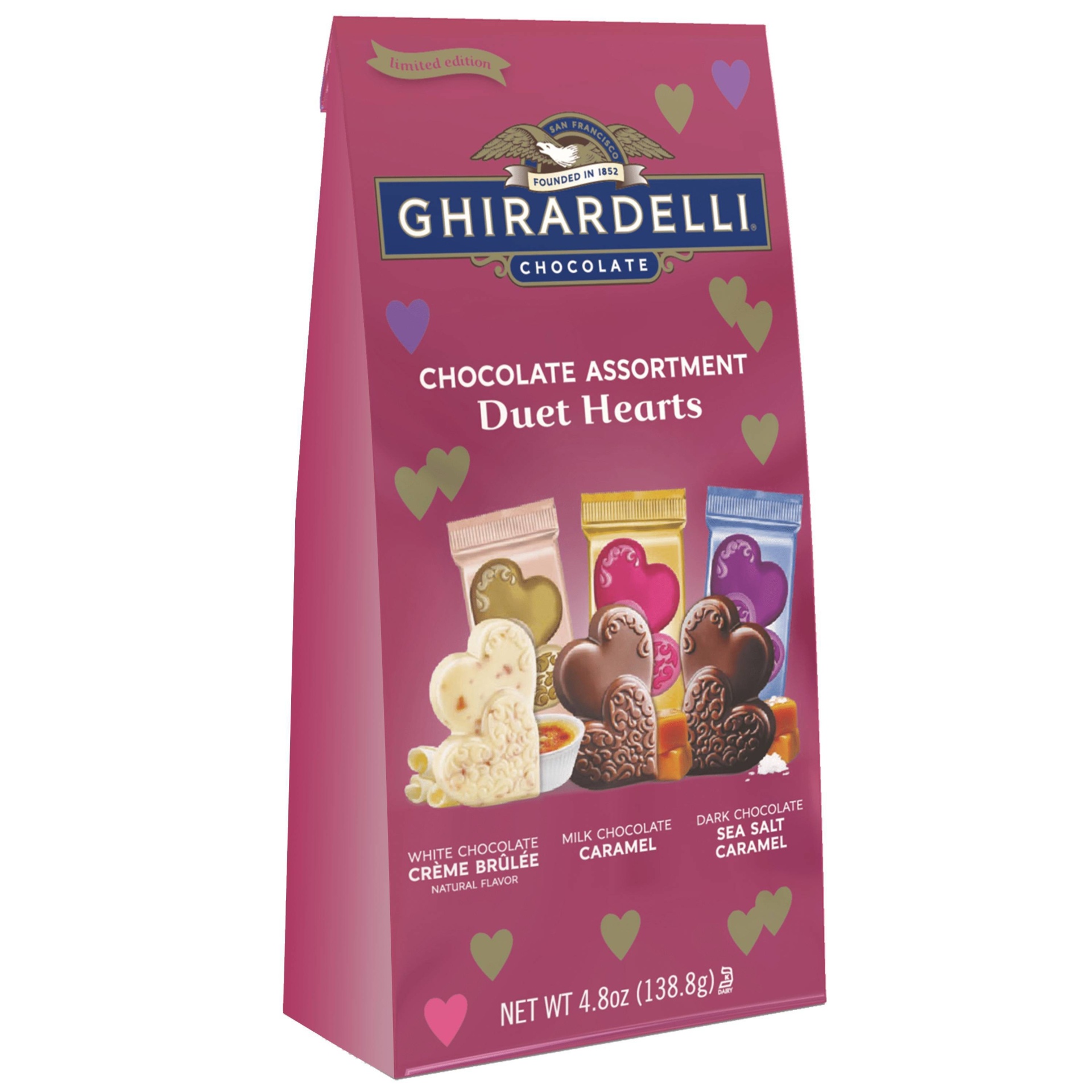 slide 1 of 4, Ghirardelli Valentine's Duet Hearts Chocolate Assortment Bag, 4.8 oz