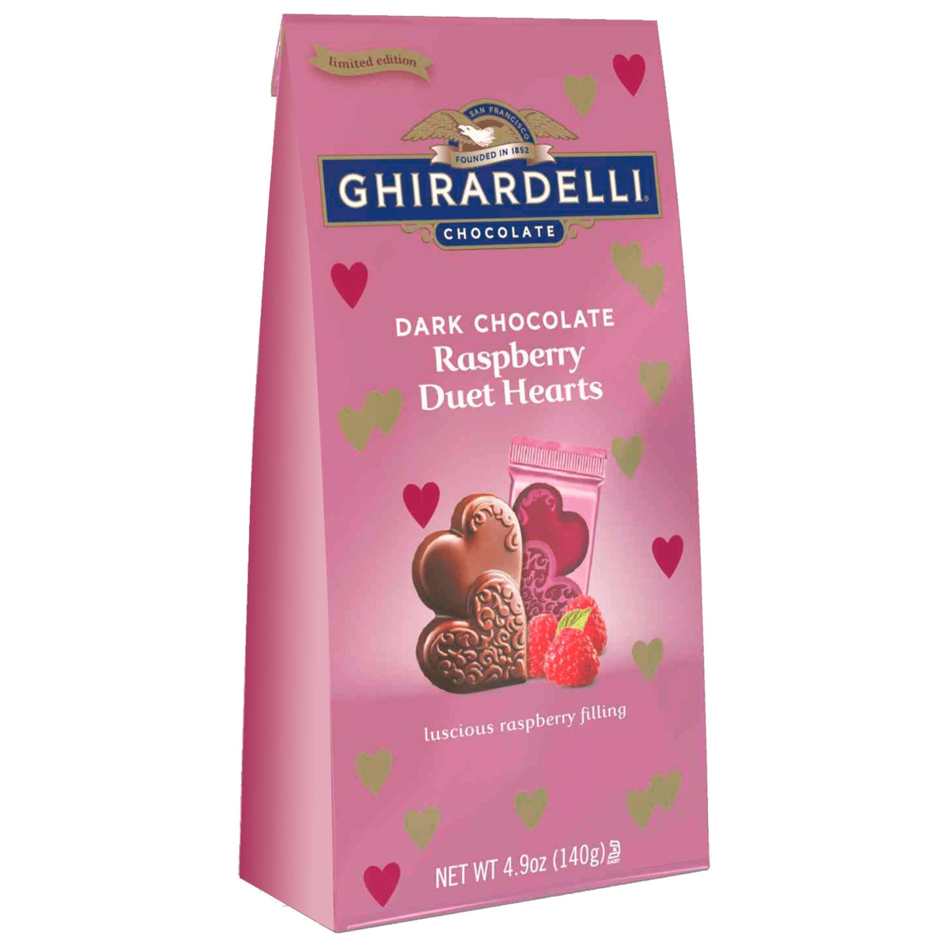 slide 1 of 1, Ghirardelli Valentine's Dark Chocolate Raspberry Duet Hearts Bag, 4.9 oz