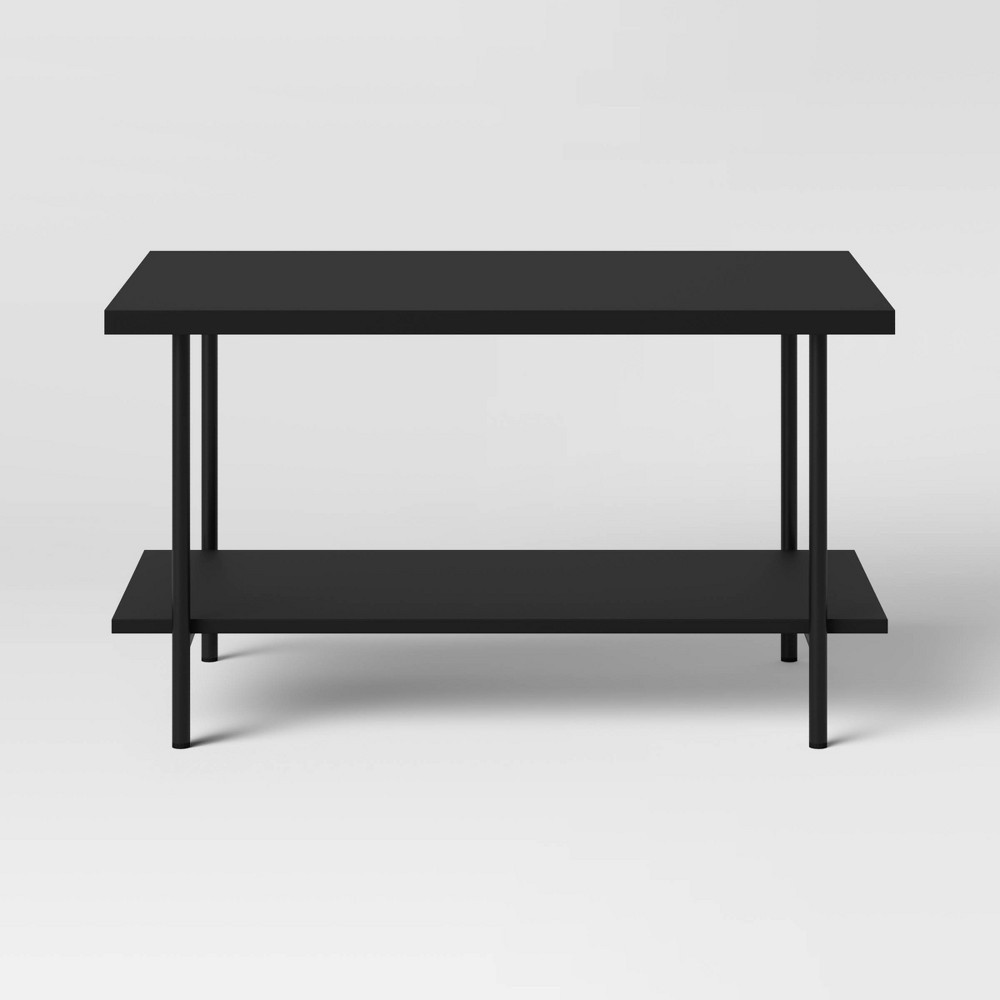 slide 5 of 7, Wood and Metal Coffee Table Black - Room Essentials, 1 ct