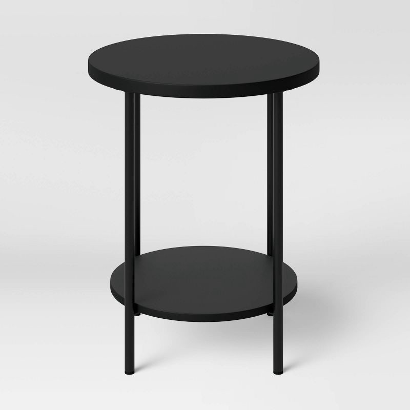 slide 3 of 4, Wood and Metal Round End Table Black - Room Essentials™, 1 ct