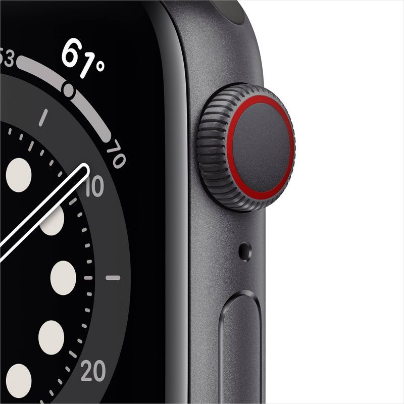 slide 6 of 6, Apple Watch Series 6 GPS + Cellular, 40mm Space Gray Aluminum Case with Black Sport Band, 1 ct