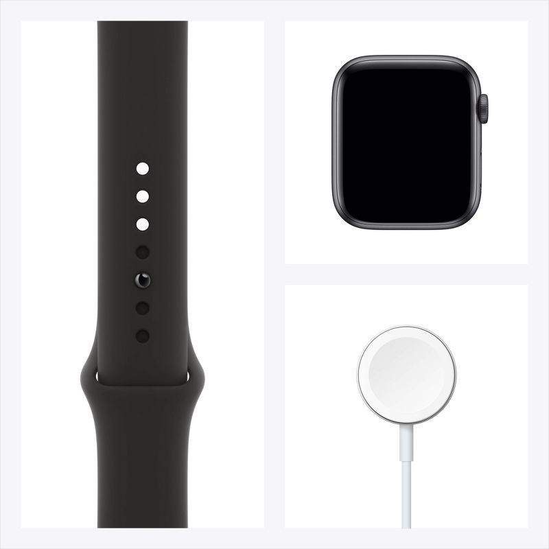 slide 5 of 6, Apple Watch Series 6 GPS + Cellular, 40mm Space Gray Aluminum Case with Black Sport Band, 1 ct