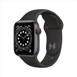 Apple Watch Series 6 GPS + Cellular, 44mm Space Gray Aluminum Case with Black Sport Band