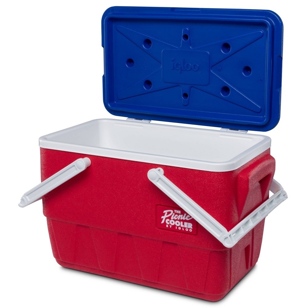 slide 3 of 9, Igloo Picnic Basket Retro Cooler - Lobster Red, 25 qt