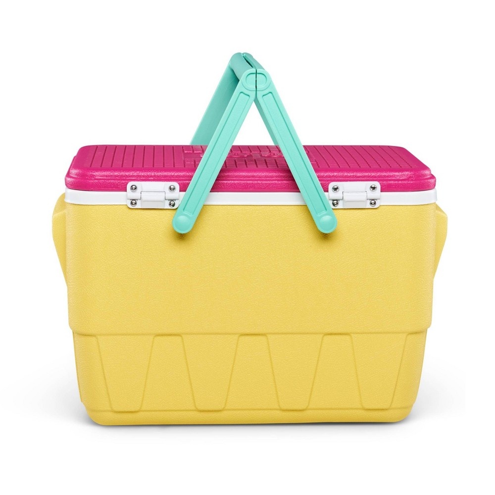 slide 5 of 10, Igloo Picnic Basket Retro Cooler - Sunshine Yellow, 25 qt