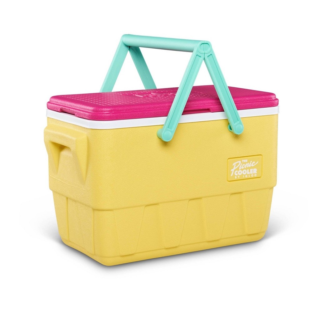 slide 7 of 10, Igloo Picnic Basket Retro Cooler - Sunshine Yellow, 25 qt