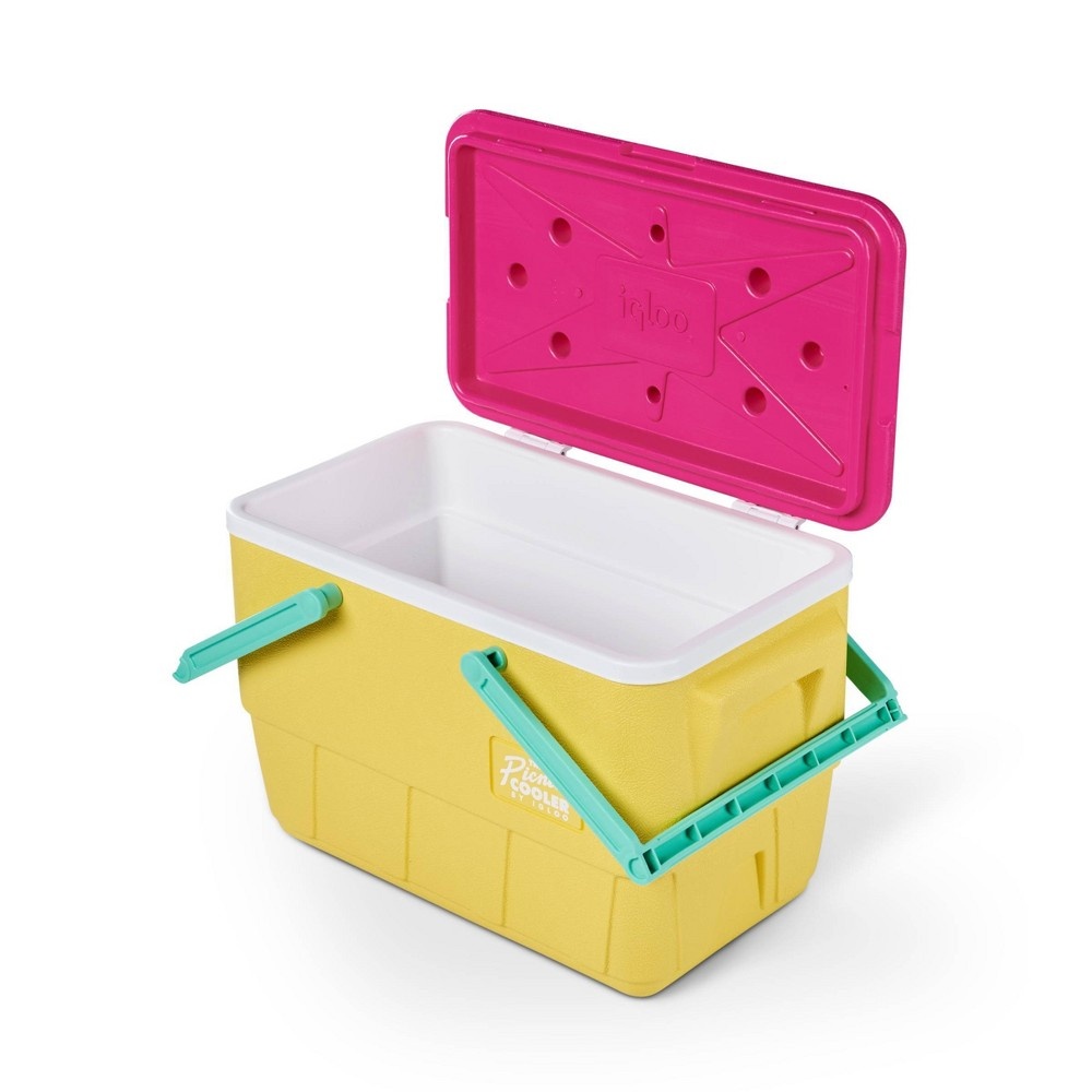 slide 10 of 10, Igloo Picnic Basket Retro Cooler - Sunshine Yellow, 25 qt