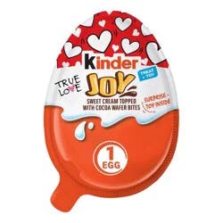 Kinder Joy Sweet Cream Topped with Cocoa Wafer Bites Valentine's Day Treat + Toy - 0.7oz